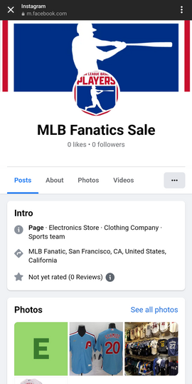 Facebook page for the same advertiser